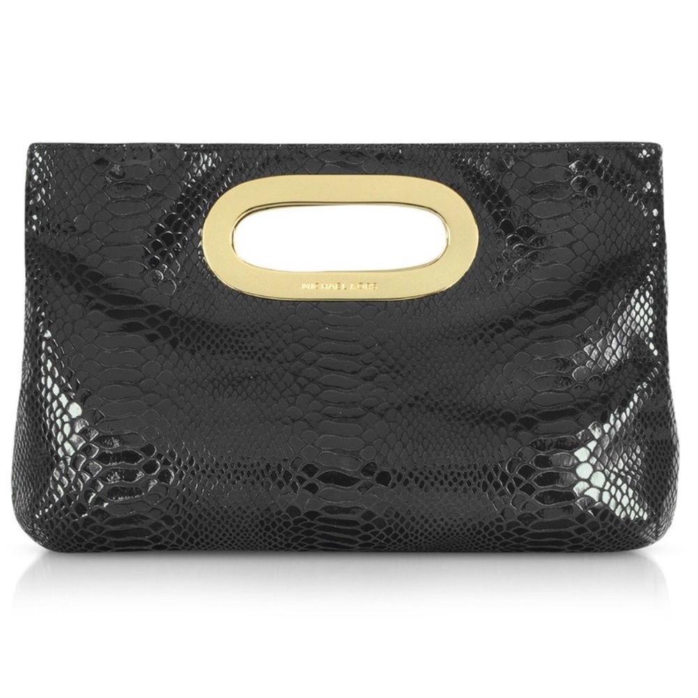 EUC- Michael Kors ‘Berkley’ Python Embossed Leather Clutch